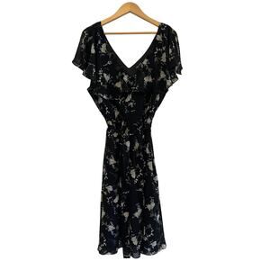 City Chic Floral V-Neck Midi Dress Womens 18 Whimsigoth Fairy Cottagecore Black